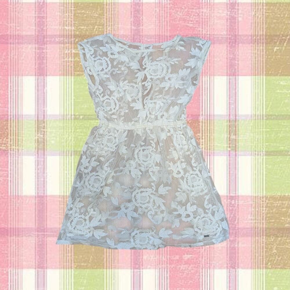 Hollister Dress Size Medium Coquette Fairycore Lace Embroidery Dainty Summer